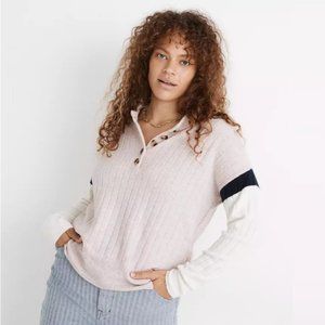 Madewell Striped Bowden Henley Sweater in Coziest Yarn